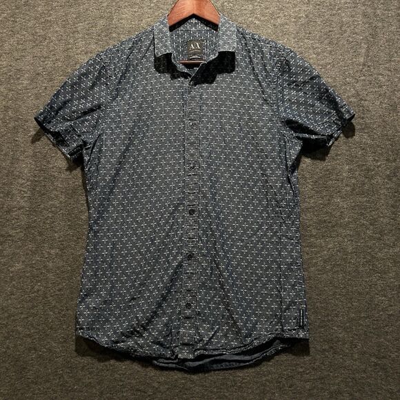 Armani Exchange Other - Armani Exchange A|X Shirt Mens Small Slim Fit Black White Short Sleeve Button Up